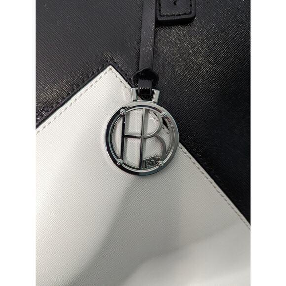 Henri Bendel West 57th Carry All Tote Handbag Saffiano Colorblock Black White - Picture 12 of 14